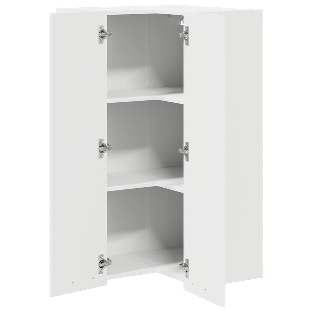 Hängeschrank Weiß aus Holzwerkstoff 57 x 57 x 100 cm mit viel Stauraum und 2 Scharniertüren, moderner Küchenschrank für Innenbereiche, praktischer Vorratsschrank und Aufbewahrungslösung