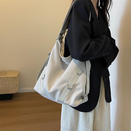 Image of Tote Bag for Women,Canvas Tote Bag with Zipper, Retro Large Capacity Casual Shoulder Handbags with Inner Pockets
