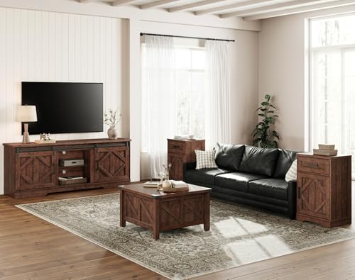 Image of WAMPAT Farmhouse Style TV Stand for 60-75 inch TV w /Distressed Wood Finish