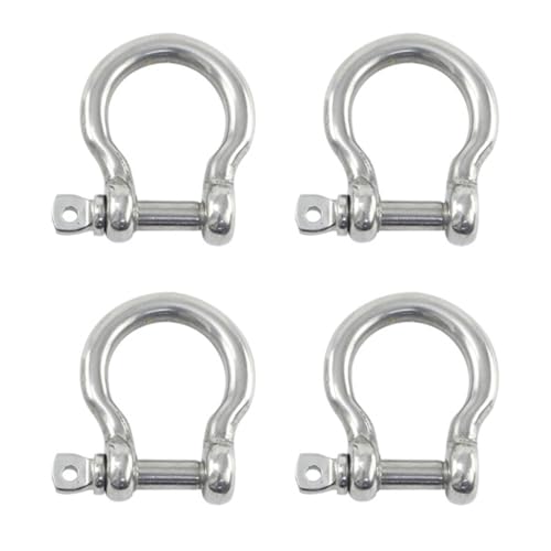 4 Packs 304 Stainless Steel Bow Shackles - Heavy Duty D Ring Shackle with Screw Pin - for Chains, Wire Rope, Lifting, Marine, & Outdoor Construction - Corrosion Resistant Anchor Shackle