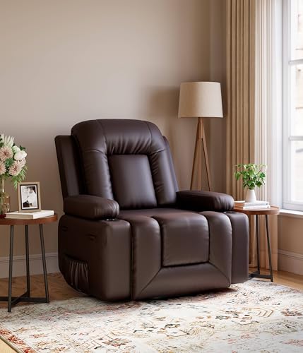 Image of GarveeHome Power Lift Recliner Chair - Heat and Massage, PU Leather Electric Lift Recliner for Elderly & Mobility Impaired, Adjustable Back and Legs, Heavy Duty Lift Chair for Seniors