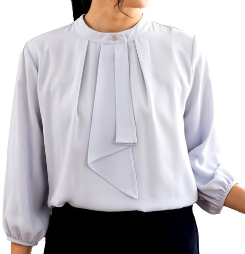 [アッドルージュ] レディース トップス ブラウス インナー ジョーゼット 八分袖 大きいサイズ オフィスカジュアル【n8100】 4L ブルーグレー