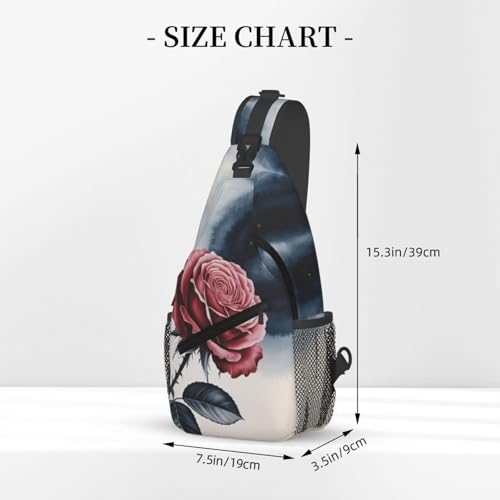Rose Flower Crossbody Sling Bag For Women Men Fashion Adjustable Chest Bag Sling Backpack Casual Shoulder Bag Daypack3