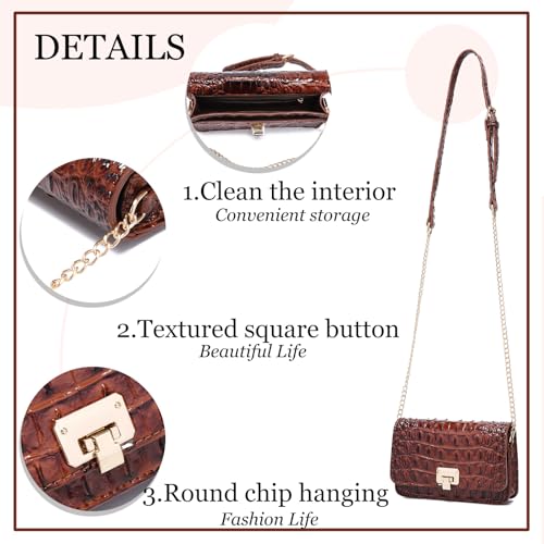 Image of Makcr Joacbv Small Crocodile Crossbody Cell Phone Purse for women Vegan Leather Clutch Wallet with Leather Shoulder Strap | Small