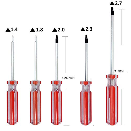 Screw Triangle Head Magnetic Screwdrivers Set 5 Sizes 1.4mm 1.8mm 2.0mm 2.3mm 2.7mm, SKZIRI Triangle Screws Driver Tool Kit for Fixing Electronic Toys (Tiangle Screwdriver Set)