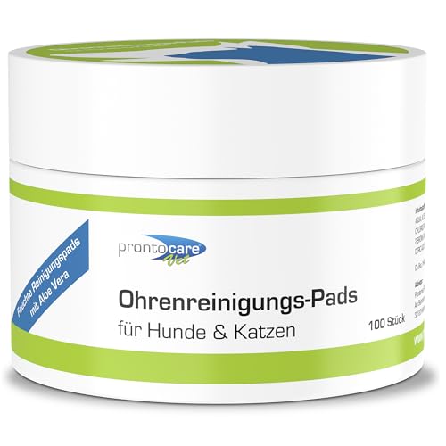 Prontocare-Vet Ohrenreinigungs-Pads für Hunde und Katzen 100 STK. | zuverlässige Pflege & Schutz - Fingerpads zur Ohrenreinigung und Hygiene bei Ohrenentzündungen.