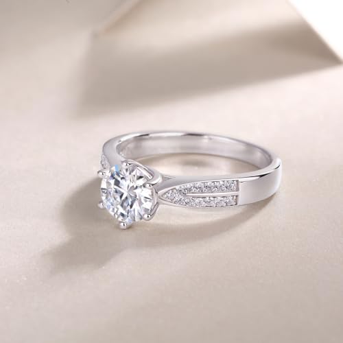 Bague en moissanite de couleur D et VVS1 sertie sur argent plaqué or blanc 18k