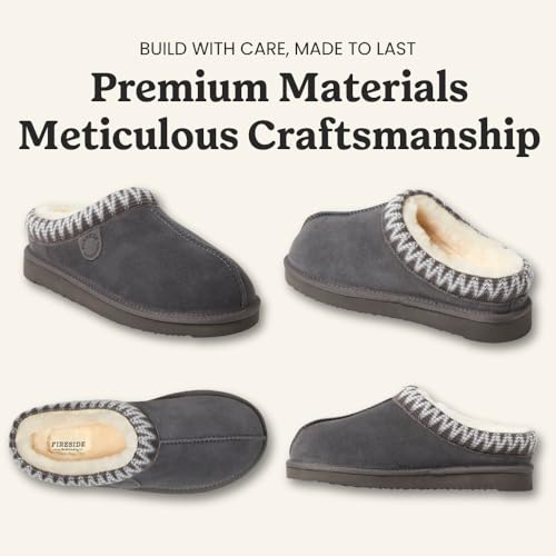 Image of Fireside by Dearfoams Women's Greta Genuine Shearling Clog Slippers, 100% Natural Suede Clogs for Outdoor & Indoor