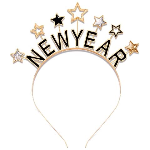 PHALIN Happy New Year Headbands for Women, New Year’s Eve Hat Star Hairbands New Year Party Supplies Holiday Gifts Cover