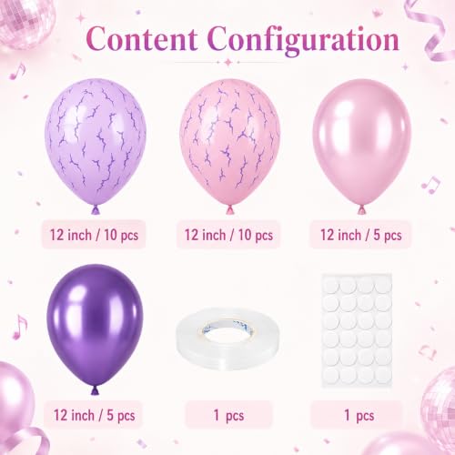 Image of Kpop Style Balloons 30Pcs 12inch Pink and Purple Print Latex Balloons