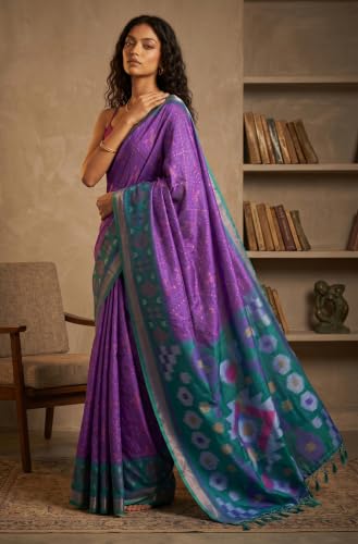 Threadbox sky blue soft silk saree in soft silk – image 2