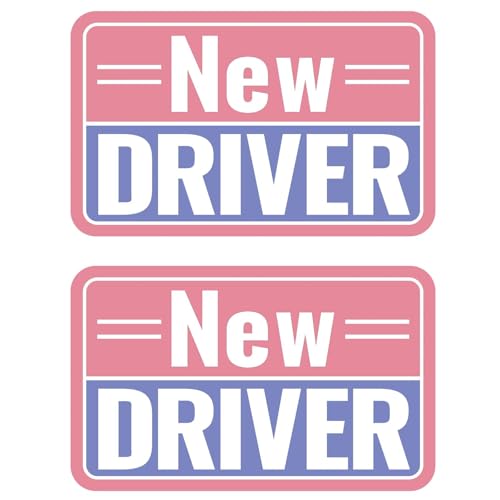 Image of 2 Pack Student Driver Magnet & New Driver Car Magnet - Removable Reflective Stickers No Residue, Automotive Safety Stickers, Magnetic Decal (Pink /Purple-New)