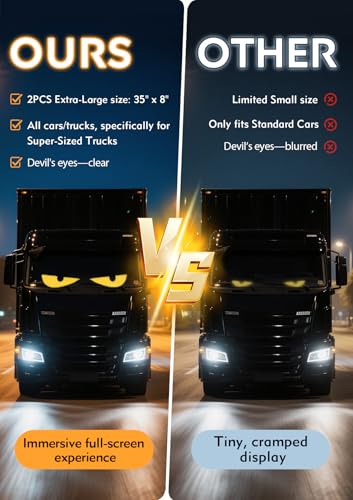 Image of 2PCS 36 inchx 7.5 inch Devil Eye Lights for Car LED Eyes for Truck Windshield, Animated LED Matrix Panel Sign, Flexible Programmable Digital Display for Car Window