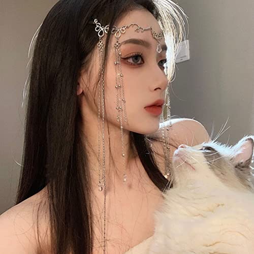E Emzhole Ethnic Style Headband Head Chain With Beaded,Fairy Hair Forehead Chain Crystal Headband Face Curtain Hair Accessories For Womens And Girls (02) #TOP6