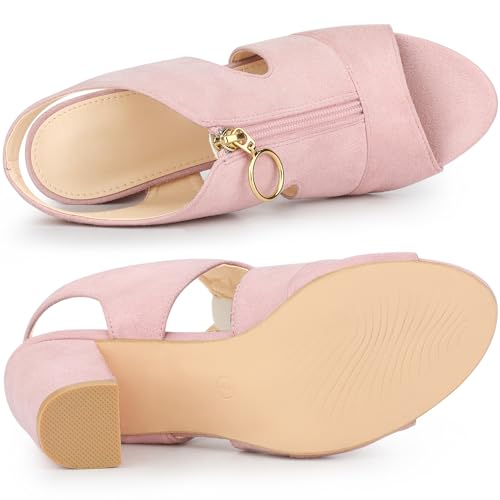 Allegra K Allegra K Women's Front Zip Cut Out Chunky Heels Light Pink Slingback Gladiator Heel Sandals - 8.5 M US