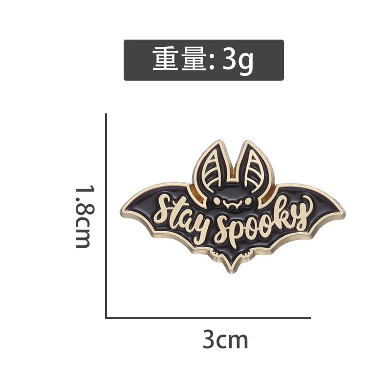Image of Stay Spooky Enamel Lapel Pin Bat Hero Animal Brooch Metal Badge Black Bat Clothing Accessory Corsage Collar Pin
