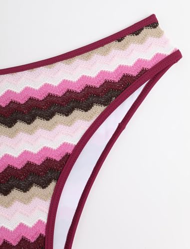 Image of ZAFUL Women Strapless Textured Bandeau Bikini 2 Piece Swimwear Cheeky Solid Lace up Bathing Suits