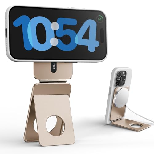 1ST IDEA 携帯電話用三脚スタンド、電話用三脚スタンド iPhone 16/15/14/13/12シリーズ対応 アルミニウム合金折りたたみ式磁気電話スタンド、ポケット三脚 (デザートゴールド)のサムネイル