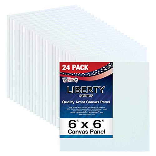 Us Art Supply 6 X 6 Inch Professional Artist Quality Acid Free Canvas Panel Boards 24-Pack (1 Full Case Of 24 Single Canvas Panel Boards) #TOP12