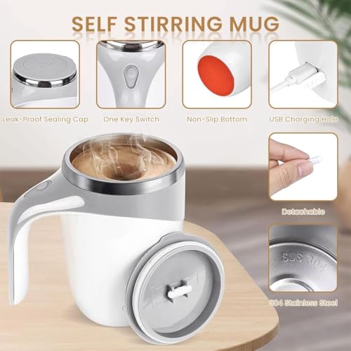 Buy Premium,Automatic Self Stirring Magnetic Mug, Electric Coffee Mixing Cup with Handle & Lid, Rechargeable Rotating Smart Blender Mug for Coffee, Tea, Milk, Hot Chocolate & Protein Drinks Online at Low Prices in India - Amazon.in - Image 5