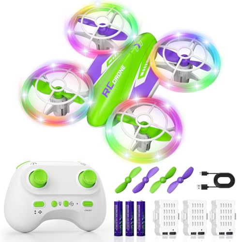 FUNPX LED RC Drone for Kids 6+, Christmas Birthday Gift for Boys & Girls with Remote Batteries, 360° Flip, High Speed Mode, 45 Min Flight Indoor and...