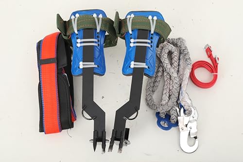 Foto von CDZHLTG Baumklettern Ausrüstung Set, Klettergurt Sicherheitsgurt Baumsteigeisen Tree Climbing Spike Baumkletterwerkzeug Fallschutz Seil Rescue Belt für Bergsteigen Baumklettern Outdoor, 2 Gängen