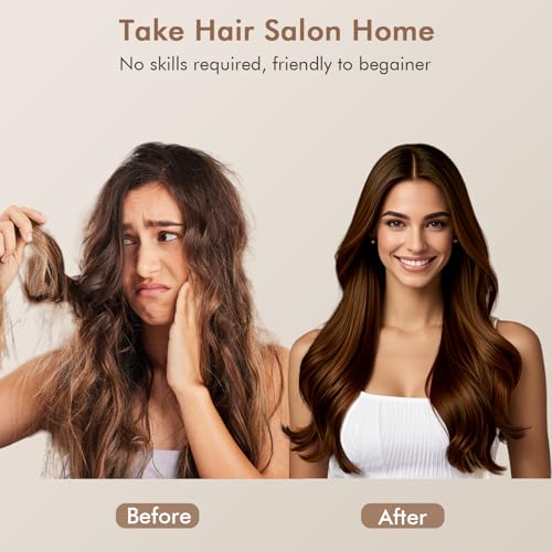 Image of 2-in-1 Blow Dryer Brush & Hair Straightener, Ionic & Ceramic Thermal Brush with Adjustable Heat & Cool Shot, 110000 RPM Motor High-Speed Motor for Frizz-Free, Smooth & Voluminous Hair, White with Comb