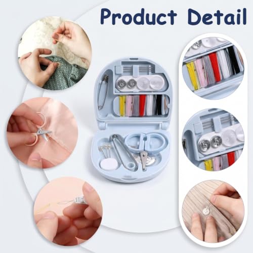Image of HASTHIP 2 Pack Travel Sewing Kit Portable Mini Compact Sewing Repair Box Set with Threads Needles Little Scissors for Home Traveling or Emergency Repair