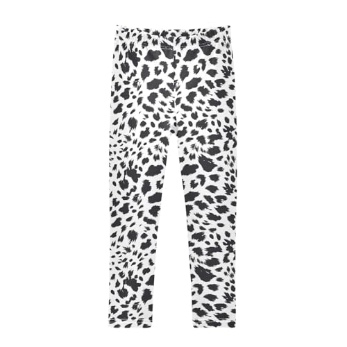 Abstract Black Spots on White Girls Leggings,Workout Leggings for Girls Toddler Athletic Leggings Size for 3-10T