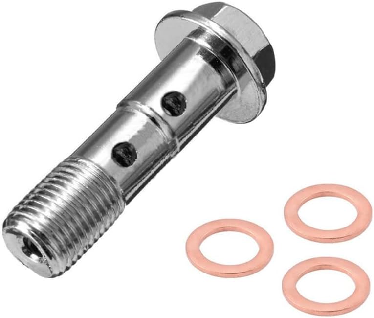 10mm M10 x 1.25mm Motorcycle Brake Master Cylinder Stainless Steel Double Banjo Bolt Compatible with Honda Yamaha Kawasaki Suzuki