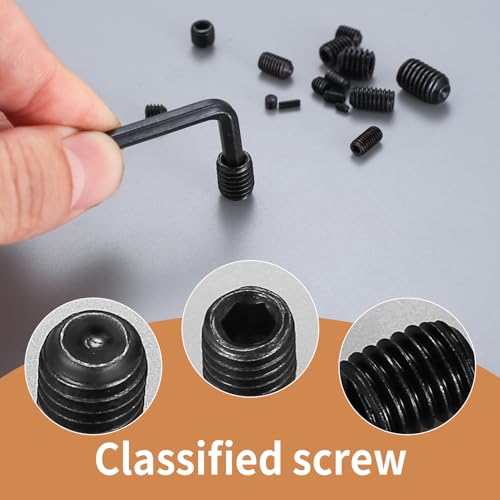 540 Pcs Grub Screw Assortment Set, Hex Socket Head Set Screws, alloy steel Threaded Fasteners for Door Handles Lights - Image 4