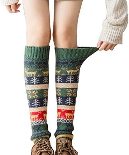 HEILA Women Christmas Bohemian Knee Length Leg Warmer Girls Winter Warm Boho Knitted Boot Cuffs