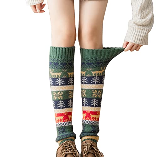 Heila Women Christmas Bohemian Knee Length Leg Warmer Girls Winter Warm Boho Knitted Boot Cuffs #TOP2