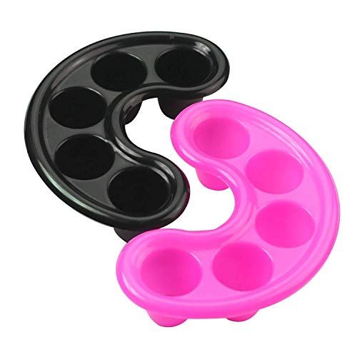 GIYOMI Manicure Bowl - Soften Dead Skin Soaking Tool,2 PCS Nail Art Tips Hand Soak Bowl Tray Treatment Remover Manicure Soaking Tool (Black & Pink)