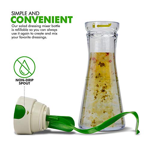 Salad Dressing Container Emulsifier Designed with Easy Pour and Spill Resistant Spout Salad Dressing Acrylic Shaker, Mix And Store Your Dressing with Our Dressing Shaker Bottle by EXULTIMATE - Thumbnail 3