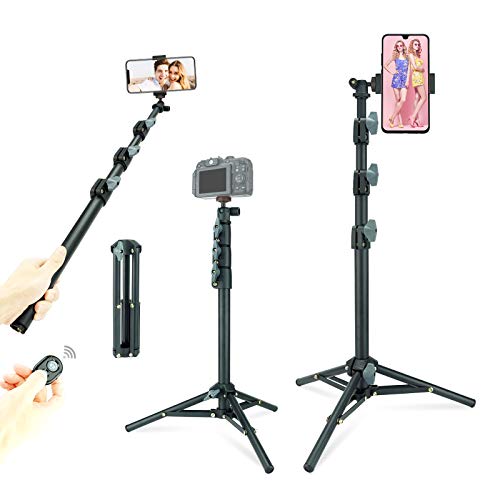 Selfie Stick & Tripod LINCO, Integrated, Portable All-in-One Professional, Heavy Duty, Lightweight, Bluetooth Remote for Apple & Android Devices, Separable Tripod Feet, Extends to 52