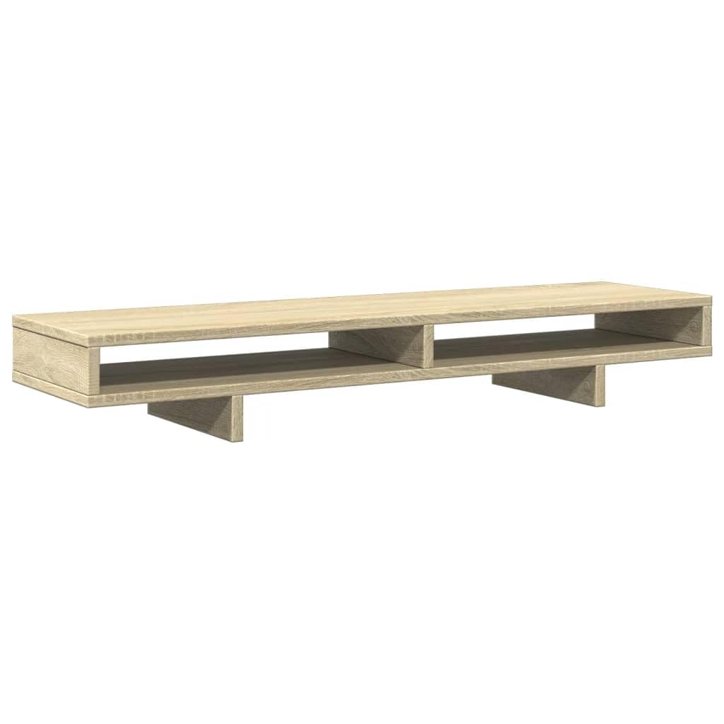 Supporto per monitor per ufficio in legno di rovere Sonoma con 2 scomparti organizer da scrivania e rialzo per monitor con spazio di archiviazione
