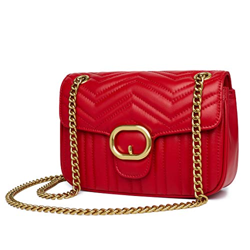 Chrysansmile Quilted Crossbody Bags Genuine Leather Clutch Purses Women's Shoulder Handbags With Chain3