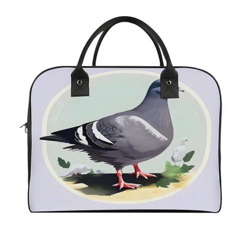 Grey Pigeon Print Laptop Tote Bag Casual Travel Handbag Multi Pocket Shoulder Bags for Work Travel3