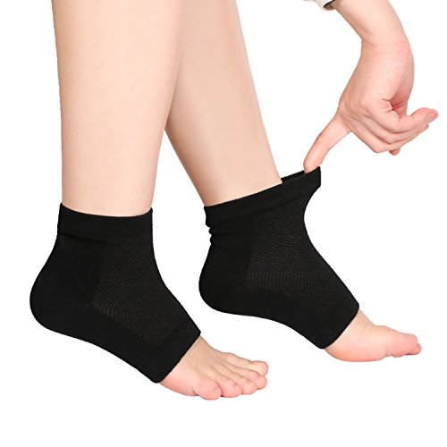 Bememo Soft Gel Heel Socks Ventilate Open Toe Socks 4 Pairs For Dry Hard Cracked Skin Moisturizing Day Night Care Skin (Black) #TOP4