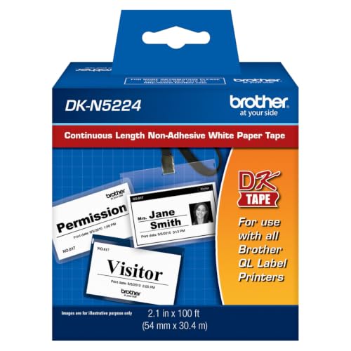 Image of Brother DKN5224 54mm Black on White Non-Adhesive Continuous Length Paper Label Tape