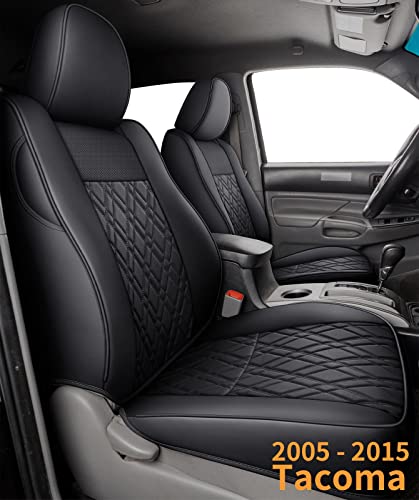 LUCKYMAN CLUB D08-HGG Tacoma Seat Covers, Fit for 2005-2022 Tacoma Crew Cab/Double Cab/Extended Cab with Water Proof Faux Leather(Full Set, Black)
