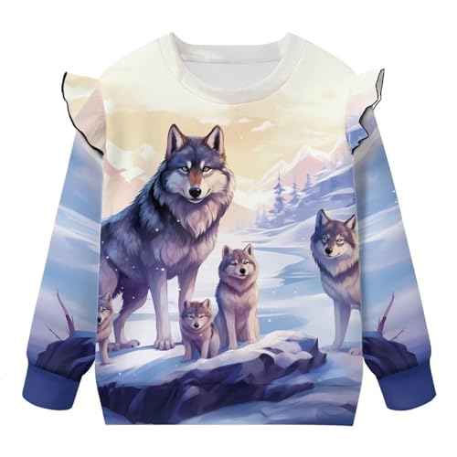 Xhuibop Toddler Crewneck Sweatshirt Fall Outfits Ruffle Long Sleeve Shirts for Girls Stylish Graphic Tees4
