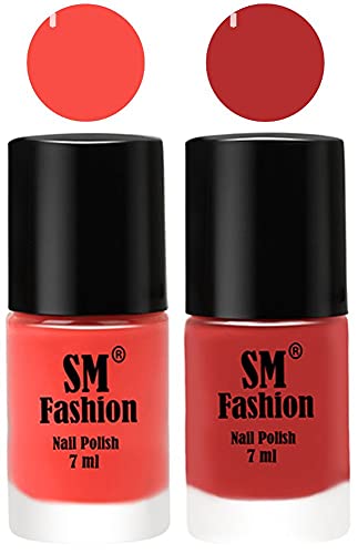 Image of Long Lasting Nail Polish | Nail Paint Combo 7 ml Each) - Set of 2 Coral-Coral Pink