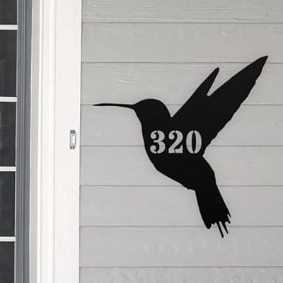 Personalized Hummingbird Address Sign, Custom House Number Metal Wall Art, Door Plate, Address Plaque, Hummingbird for Home, Outdoor Yard Patio Decor, Monogram Metal Sign, Gift for Bird Lovers