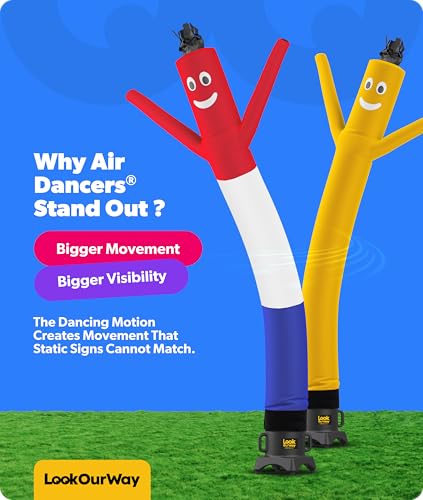 Image of LookOurWay Air Dancers Inflatable Tube Man Attachment - 10 Feet Tall Wacky Waving Inflatable Dancing Tube Guy for Business Promotion - Blower Not Included - Red /White /Blue USA