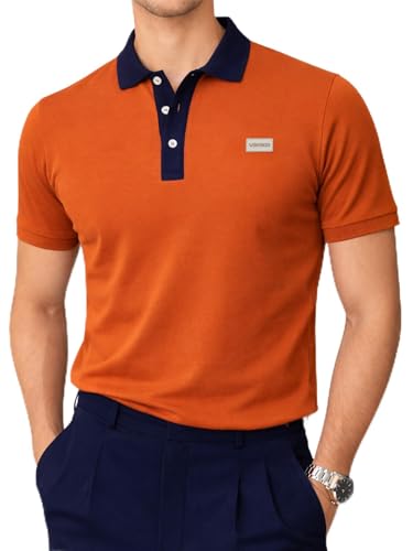 Image of Veirdo Men's Polo T-Shirt Regular Fit, Half Sleeve Contrast Collar Tee, Solid Color Summer Wear, Comfortable Travel, Casual & Office Styling (Sizes S-2XL)