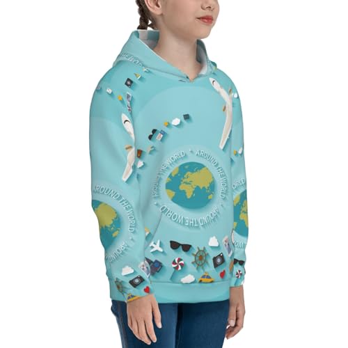 Travelling on Airplane Kids Pullover Hoodies Boys Sweatshirts Girls Athletic Clothes with Pocket3