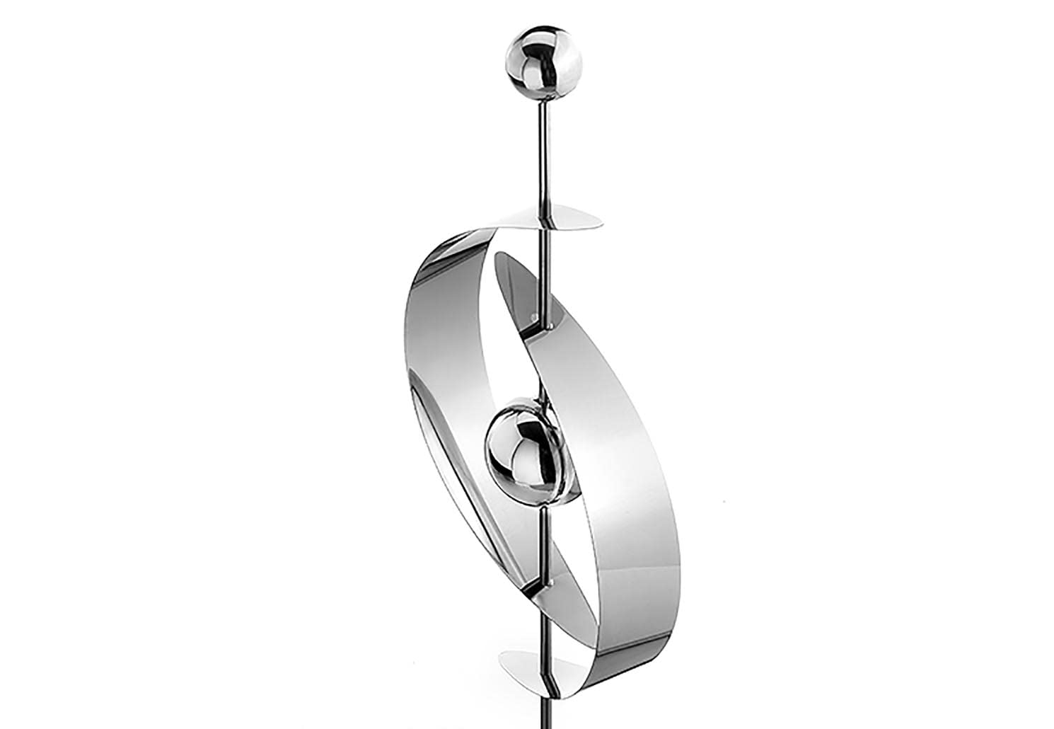 Kobolo Gartenstecker Saturn aus Edelstahl, Silber, 145 cm, moderner Dekostecker mit Kugel-Design für den Außenbereich, wetterfest & stabil