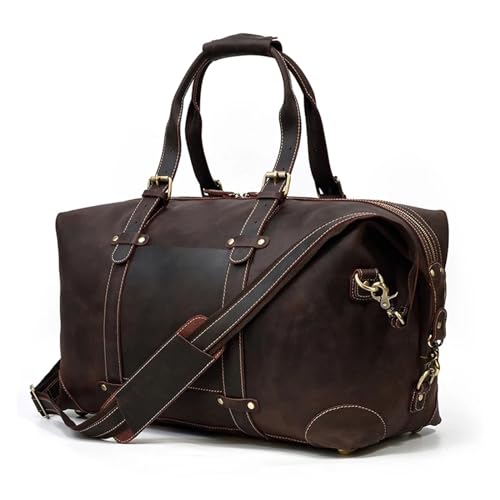 Vintage Leather Travel Bag Tote Bag Cowskin Travelling Handbags Weekender Duffle Bag for Men Male Travel Bags